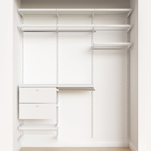 Elfa Décor 6' Graphite & Birch Reach-In Drawer Front Closet